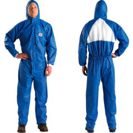 3m 7000109035 3M™ Disposable Coverall, Knit Cuffs, Attached Hood, Blue, Large, 4530-BLK-L, 25/Case image.