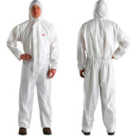 3m 7000089663 3M™ Disposable Coverall, Elastic Wrists & Ankles, Hood, White, L, 4510-L, 20/Case image.