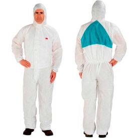 3m 7000034761 3M™ Disposable Coverall, Knit Cuffs, Attached Hood, White, Medium, 4520-M, 20/Case image.