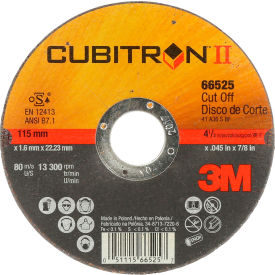 3m 7100228953 3M™ Cubitron™ II Cut-Off Wheel, 66525, Type 1, 4-1/2" Dia. x 1/16" Thick, 25 Pack image.