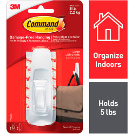 3M Command 17003ES Large Utility Hook White 5 Lbs Capacity 