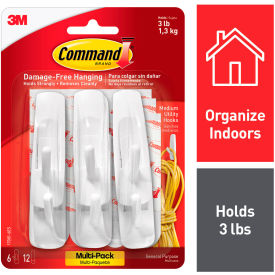 3M Command 17001-6ES Utility Hook Medium White 