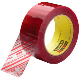 3m 7000123942 3M™ Scotch® 3779 Security Message Carton Sealing Tape 2" x 110 Yds. 1.9 Mil Clear/Red image.
