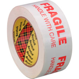 3m 7010312319 3M™ Scotch® 3772 Printed Message Carton Sealing Tape 2" x 110 Yds. 2.2 Mil White/Red image.