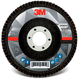 3m 7100178092 3M™ Flap Disc 769F, 05924, T27, 4 1/2" x 7/8 in, 120+ YF-weight, 10 Per Case image.