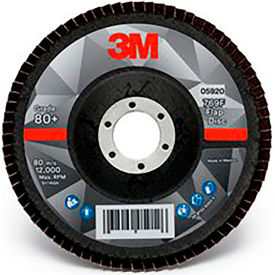 3m 7100178123 3M™ Flap Disc 769F, 05920, T29, 5" x 7/8 in, 80+ YF-weight, 10 Per Case image.