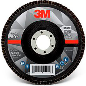 3m 7100178124 3M™ Flap Disc 769F, 05919, T27, 5" x 7/8 in, 80+ YF-weight, 10 Per Case image.