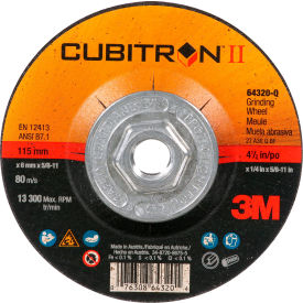 3m 7100244823 3M™ Cubitron II Center Grinding Wheel, 64320, Type 27, 4-1/2" Dia. x 1/4" Thick, 10/Carton image.