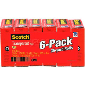 Scotch® Transparent Tape 600 3/4"" x 1296"" 1"" Core 6 Rolls/Pack