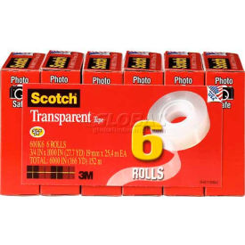 3m 600K6 Scotch® Transparent Tape 600K6, 3/4" x 1000", 1" Core, 6 Rolls/PK image.