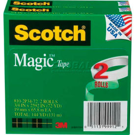 3m 8102P3472 Scotch® Magic™ Tape 810-2P34-72, 3/4" x 2592", 3" Core, 2 Rolls/PK image.