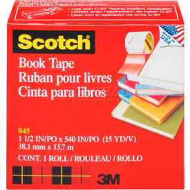 3m 845112 Scotch® Book Tape 845, 1-1/2" x 540", 3" Core, 1 Roll image.