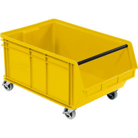 Quantum Storage Systems QMS843MOBYL Quantum Mobile Magnum Plastic Stacking Bin, 18"W x 28"D x 15"H, Yellow image.