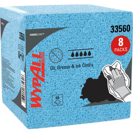 WypAll® Power Clean Oil Grease and Ink Cloths 1/4 Fold 12.5 x 12 Blue 66/BX 8 Boxes/CT