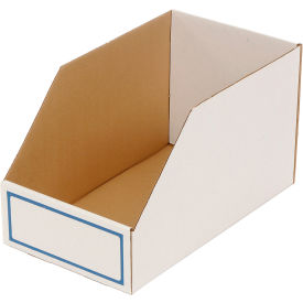 Interstate Container 4504 Foldable Corrugated Shelf Bin 9-3/4"W x 17-1/2"D x 10"H, White image.