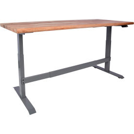 Global Industrial 338339GY Global Industrial™ Electric Adjustable Height Workbench, Maple Safety Edge, 72"W x 30"D, Gray image.