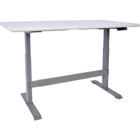 Global Industrial 338341GY Global Industrial™ Electric Adjustable Height Workbench, Laminate Safety Edge, 60"W x 30"D,Gray image.