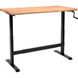 Global Industrial 338344BK Global Industrial™ Hand-Crank Adjustable Height Workbench, Maple Safety Edge, 60"W x 30"D image.