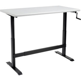 Global Industrial 338347BK Global Industrial™ Hand-Crank Adjustable Height Workbench, Laminate Safety Edge, 60"W x 30"D image.