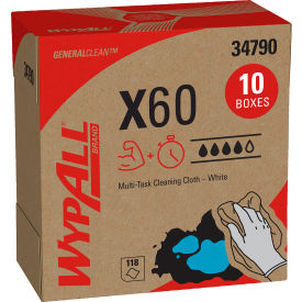 WypAll® General Clean X60 Cloths POP-UP Box 8.34 x 16.8 White 118/Box 10 Boxes/Carton