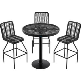 Global Industrial 348124BK Global Industrial™ Bar Height Outdoor Dining Set, 36" Round x 42"H Table & 4 Chairs, Black image.