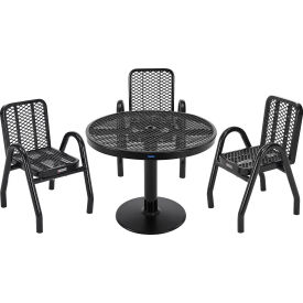 Global Industrial 348122BK Global Industrial™ Outdoor Dining Set, 36" Round x 29"H Table & 4 Chairs, Black image.