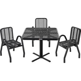 Global Industrial 348119BK Global Industrial™ Outdoor Dining Set, 36" Square x 29"H Table & 4 Chairs, Black image.