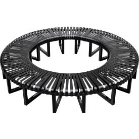 Global Industrial™ Outdoor Curved Bench Steel Slat Full Circle Black