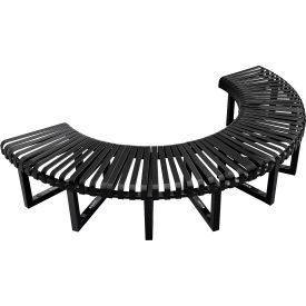 Global Industrial™ Outdoor Curved Bench Steel Slat Half Circle Black