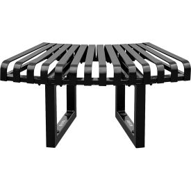 Global Industrial™ Outdoor Curved Bench Steel Slat 45° Single Unit Black