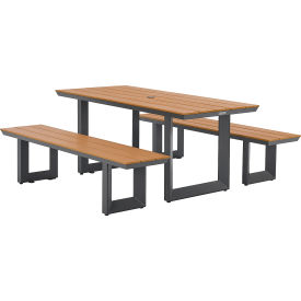 Global Industrial™ Urban 6 Plastic Picnic Table & Bench Set Tan