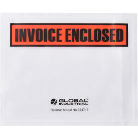 Global Industrial 354716 Global Industrial™ Panel Face Envelopes, "Invoice Enclosed", 4-1/2"L x 5-1/2"W, Orange, 1000/Pk image.