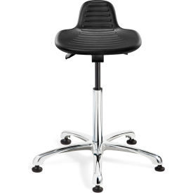 Bevco 3555 Sit Stand Stool - Polyurethane - Black with Aluminum Base