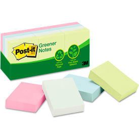 3M 653RPA Post-it® Greener Notes Recycled Notes 653RPA, 1-1/2" x 2", Sunwashed Pier, 100 Sheets, 12/Pack image.