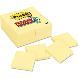 3M 65424SSCY Post-it® Notes Super Sticky Notes 65424SSCY, 3" x 3", Canary Yellow, 90 Sheets/Pad, 24/Pack image.