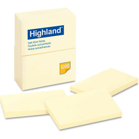 3M 6559YW Highland™Self-Stick Pads 6559YW, 4" x 6", Yellow, 100 Sheets, 12/Pack image.