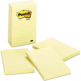 3M 6605PK Post-it® Note Pads 6605PK, 4" x 6", Canary Yellow, 30 Sheets, 5/Pack image.
