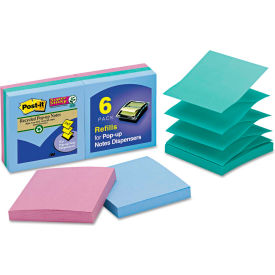 3M R3306SST Post-it® Super Sticky Pop-Up Notes R3306SST, 3" x 3", Tropic Breeze, 90 Sheets, 6/Pack image.