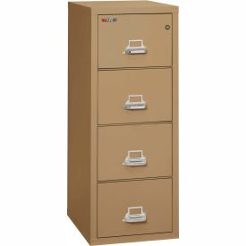Fire King 4/1825CSA Fireking Fireproof 4 Drawer Vertical File Cabinet - Letter Size 18"W x 25"D x 53"H - Sand image.