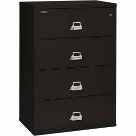 Fire King 43822CBL Fireking Fireproof 4 Drawer Lateral File Cabinet - Letter-Legal Size 37-1/4"W x 22"D x 53"H - Black image.