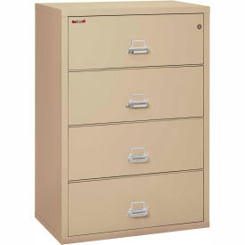 Fire King 43822CPA Fireking Fireproof 4 Drawer Lateral File Cabinet - Letter-Legal Size 37-1/2"W x 22"D x 53"H - Putty image.