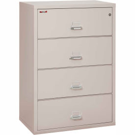 Fire King 43822CPL Fireking Fireproof 4 Drawer Lateral File Cabinet Letter-Legal Size 37-1/2"W x 22"D x 53"H - Lt Gray image.