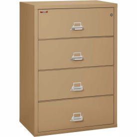 Fire King 43822CSA Fireking Fireproof 4 Drawer Lateral File Cabinet - Letter-Legal Size 37-1/2"W x 22"D x 53"H - Sand image.