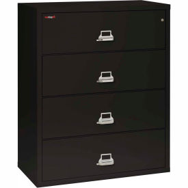Fire King 44422CBL Fireking Fireproof 4 Drawer Lateral File Cabinet - Letter-Legal Size 44-1/2"W x 22"D x 53"H - Black image.