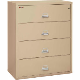 Fire King 44422CPA Fireking Fireproof 4 Drawer Lateral File Cabinet - Letter-Legal Size 44-1/2"W x 22"D x 53"H - Putty image.