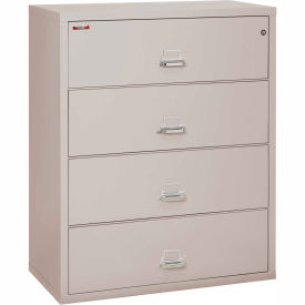 Fire King 44422CPL Fireking Fireproof 4 Drawer Lateral File Cabinet Letter-Legal Size 44-1/2"W x 22"D x 53"H - Lt Gray image.