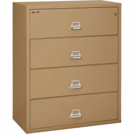 Fire King 44422CSA Fireking Fireproof 4 Drawer Lateral File Cabinet - Letter-Legal Size 44-1/2"W x 22"D x 53"H - Sand image.