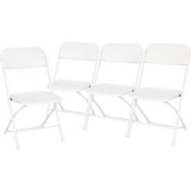 Flash Furniture Big and Tall Plastic Folding Chairs, White, Hercules Series - Pkg Qty 4