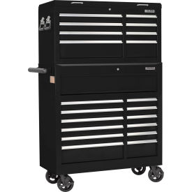Global Industrial 410207 Global Industrial™ 42-3/8" x 18" x 60-7/8" 21 Drawer Black Roller Tool Cabinet & Chest Combo image.