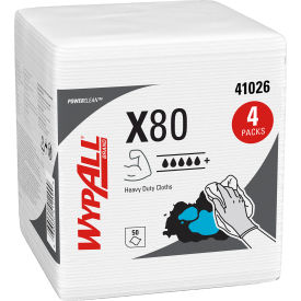 WypAll® Power Clean X80 Heavy Duty Cloths 1/4 Fold 12.5 x 12 White 50/Box 4 Boxes/Carton